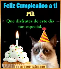 Gato meme Feliz Cumpleaños Pili
